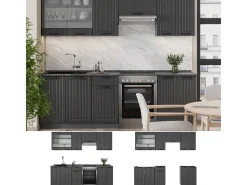 Mueble de cocina gris oscuro 240x60x81.6 fame-line