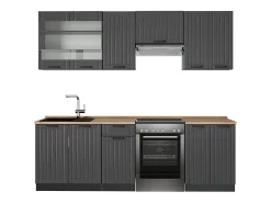 Mueble de cocina gris oscuro 240x60x81.6 fame-line