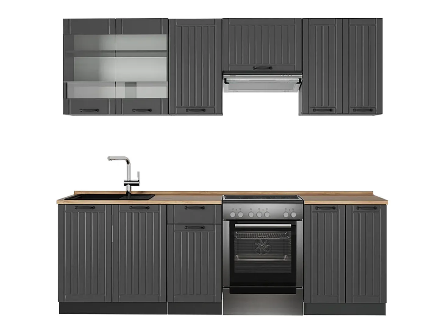 Mueble de cocina gris oscuro 240x60x81.6 fame-line