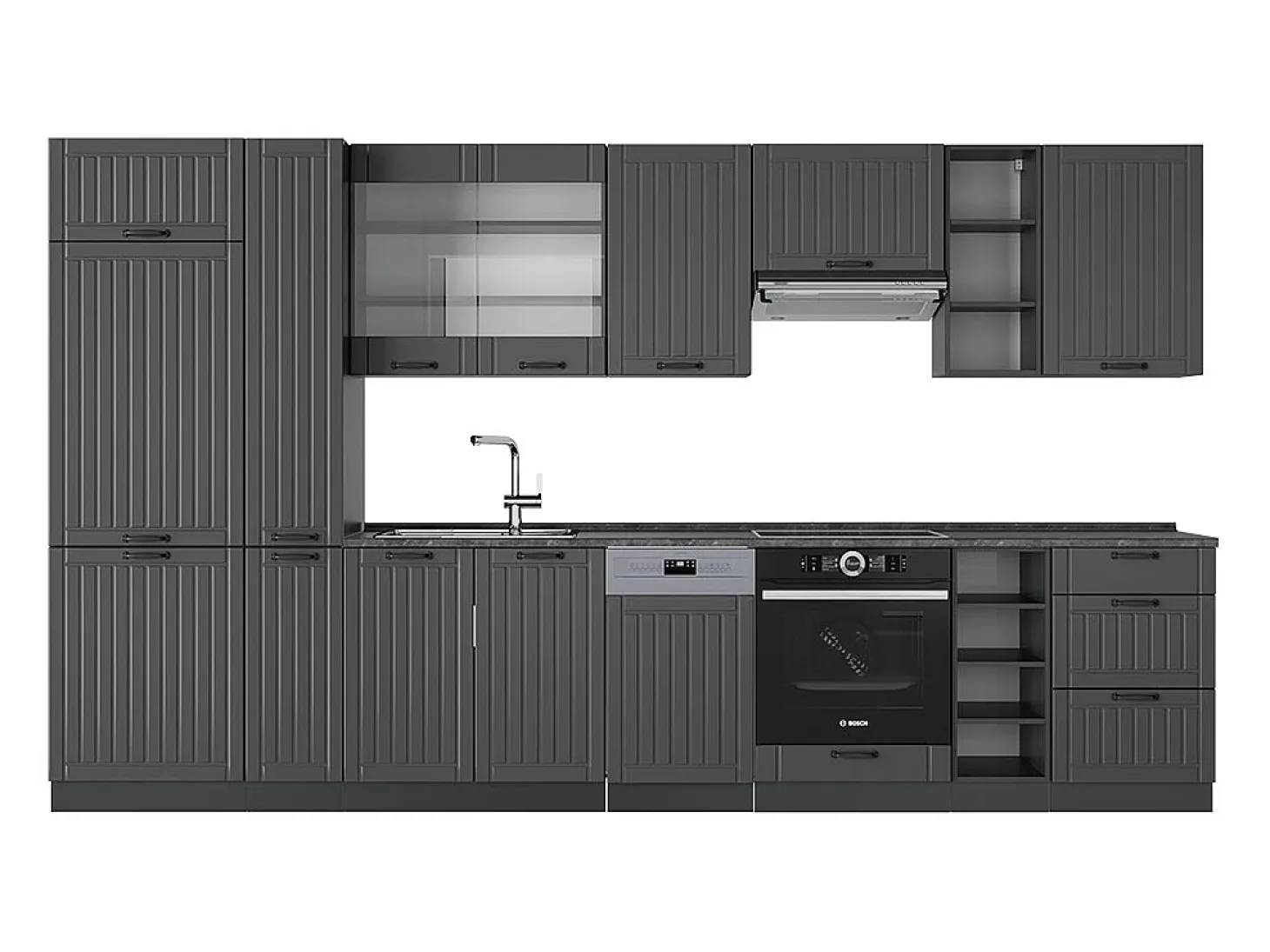 Mueble de cocina gris oscuro 355x60x81.6 fame-line