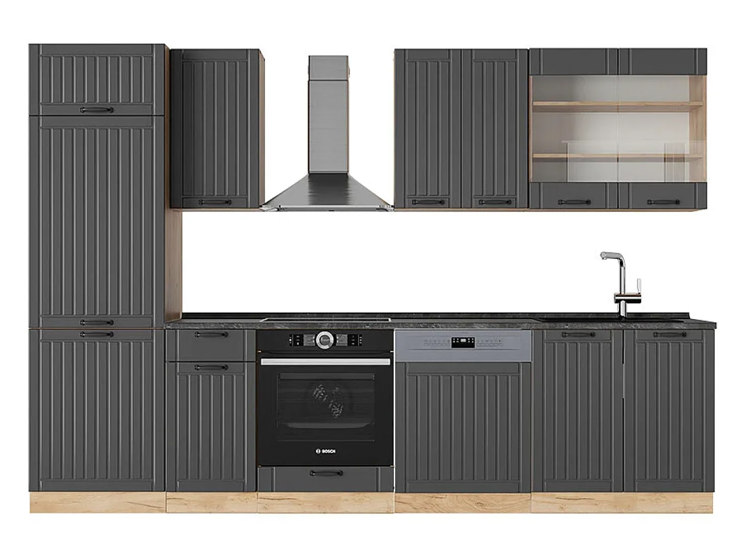 Mueble de cocina gris oscuro 300x60x81.6 fame-line