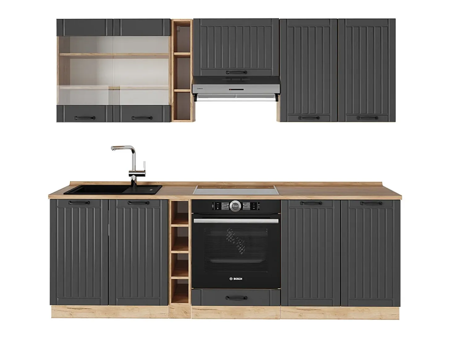 Mueble de cocina gris oscuro 235x60x81.6 fame-line