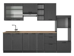 Mueble de cocina gris oscuro 280x60x81.6 fame-line