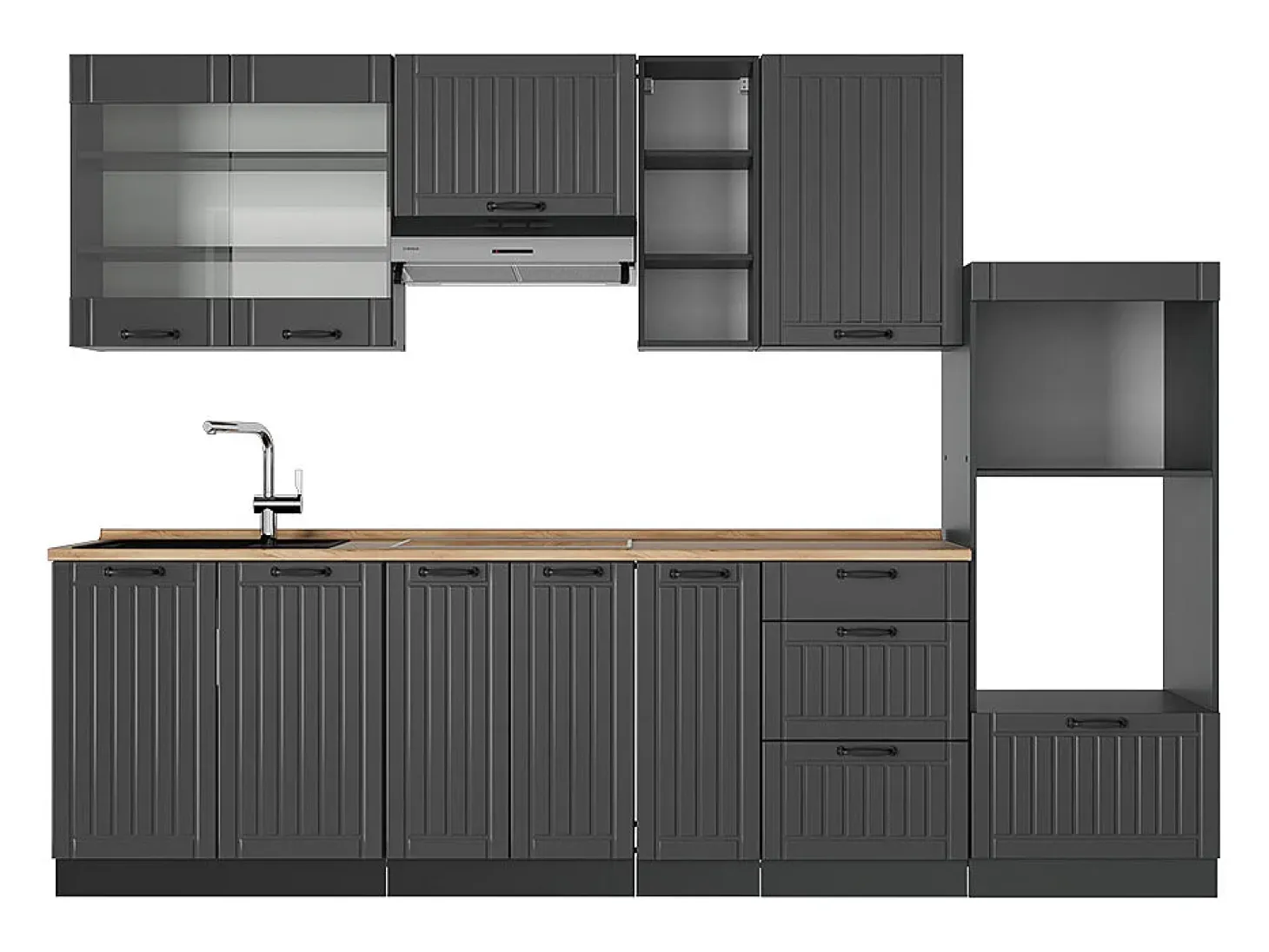 Mueble de cocina gris oscuro 280x60x81.6 fame-line