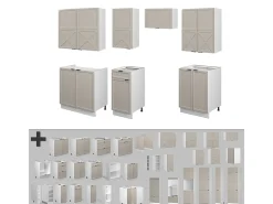 Mueble de cocina gris/beige/blanco 240x60x81.6 fame-line