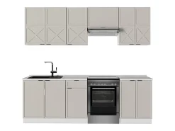 Mueble de cocina gris/beige/blanco 240x60x81.6 fame-line