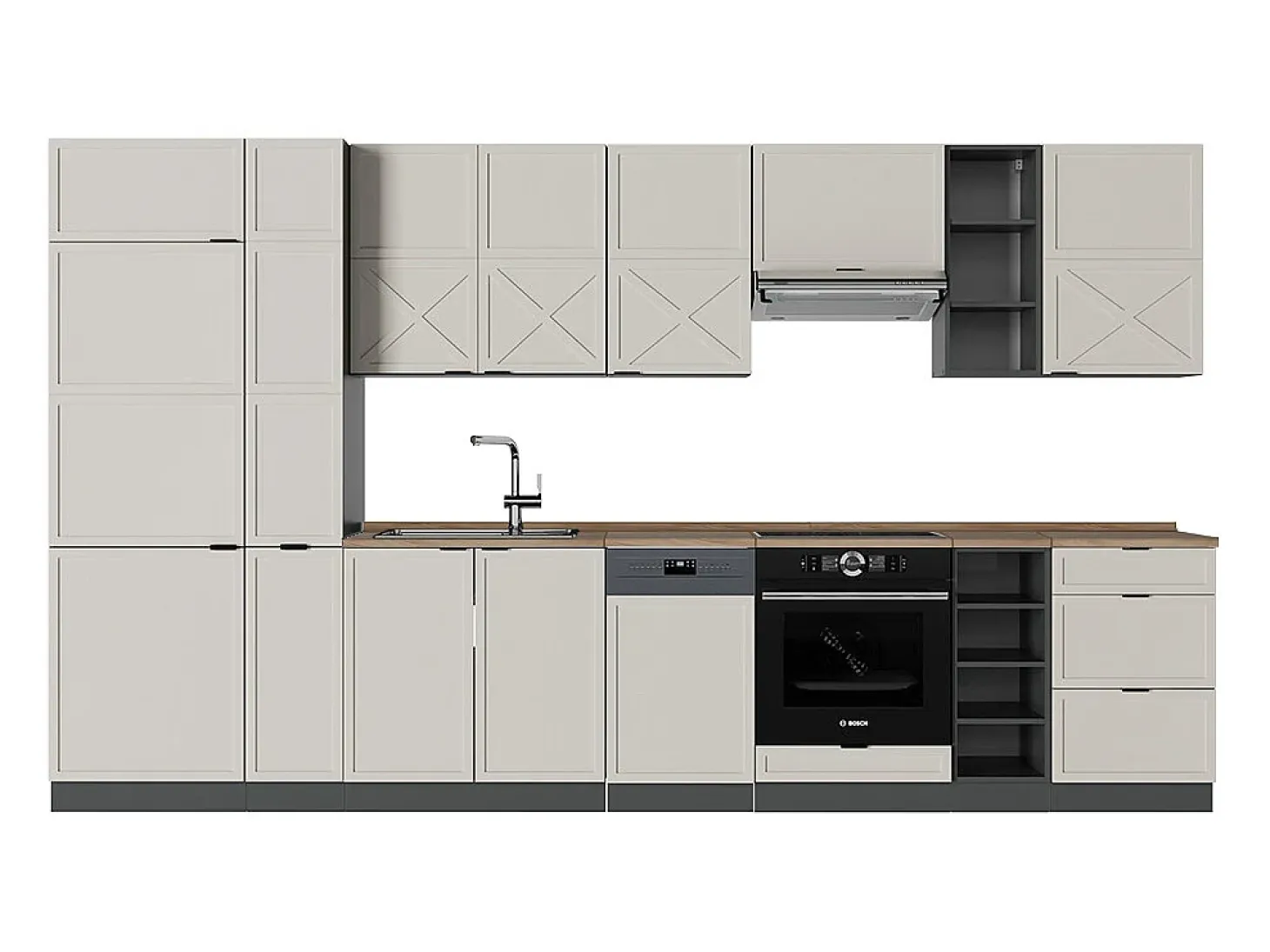 Mueble de cocina gris/beige/antracita 355x60x81.6 fame-line