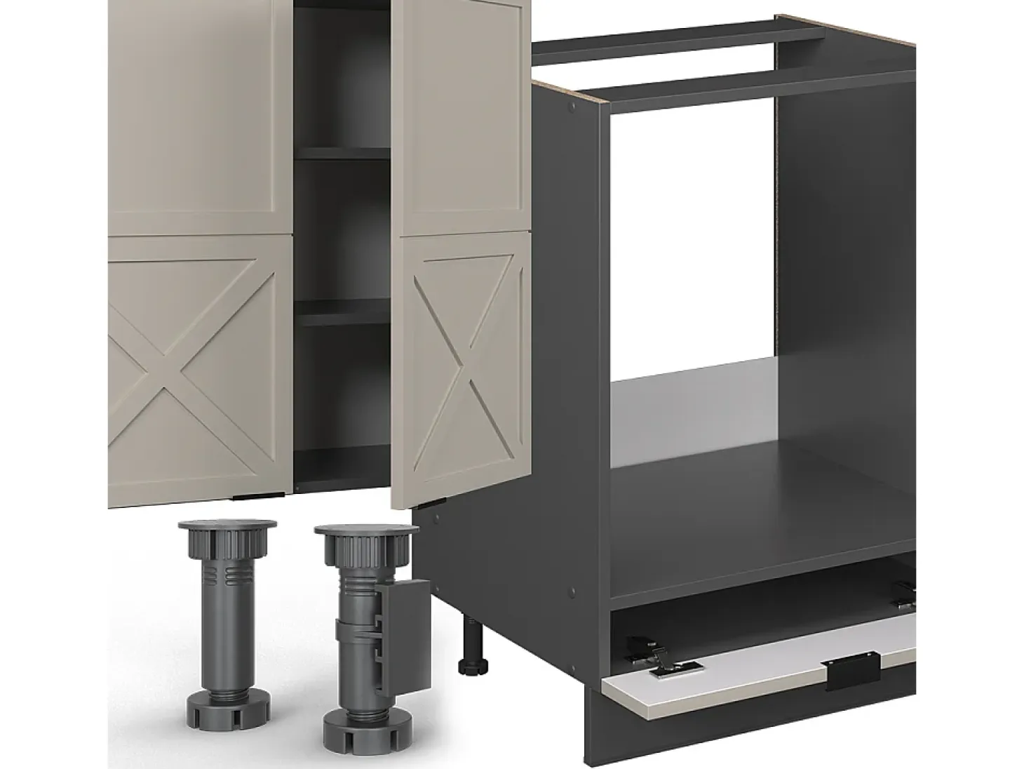 Mueble de cocina gris/beige/antracita 355x60x81.6 fame-line
