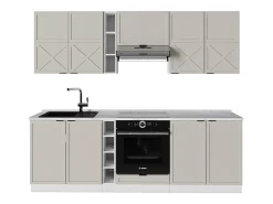 Mueble de cocina gris/beige/blanco 235x60x81.6 fame-line