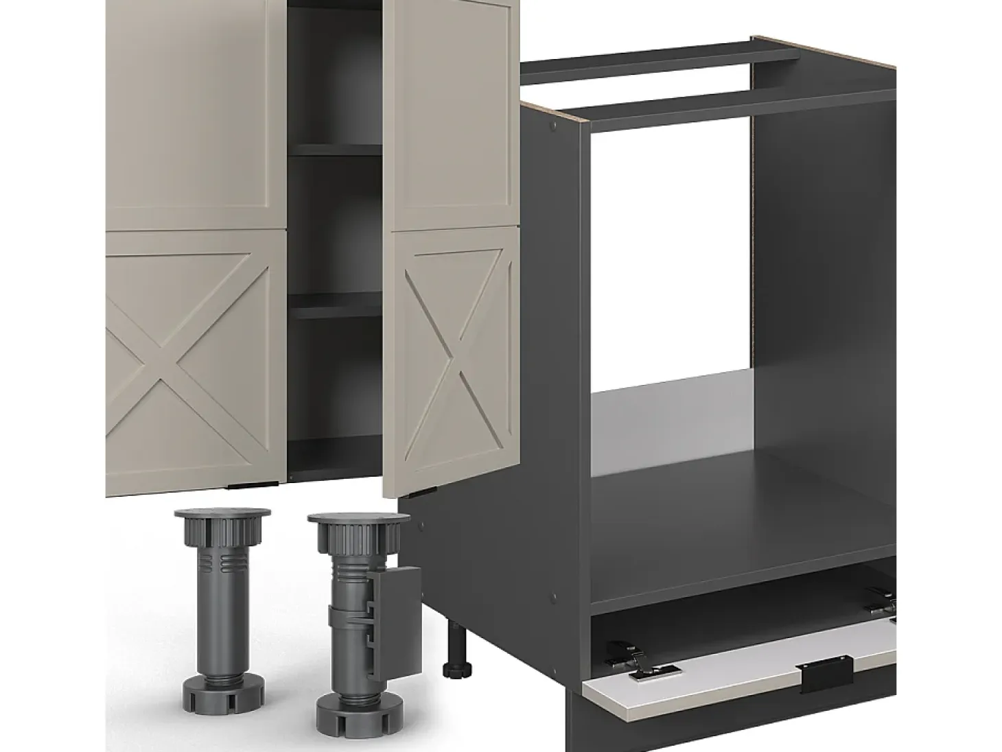 Mueble de cocina gris/beige/antracita 300x46x81.6 fame-line