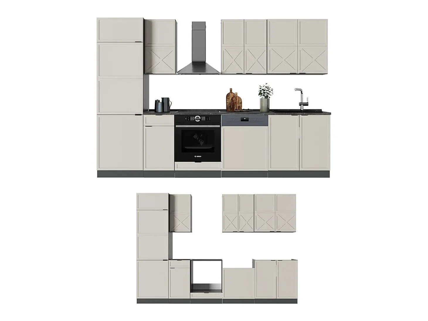 Mueble de cocina gris/beige/antracita 300x46x81.6 fame-line