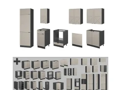 Mueble de cocina gris/beige/antracita 300x46x81.6 fame-line