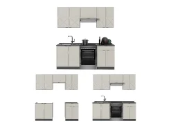 Mueble de cocina gris/beige/antracita 200x60x81.6 fame-line