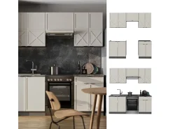 Mueble de cocina gris/beige/antracita 200x60x81.6 fame-line