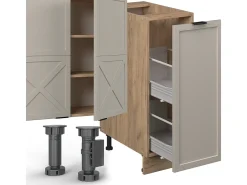 Mueble de cocina gris/beige/roble dorado 280x46x81.6 fame-line