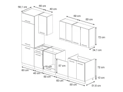 Mueble de cocina gris/beige/blanco 300x46x81.6 fame-line