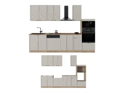 Mueble de cocina gris/beige/roble dorado 300x46x81.6 fame-line