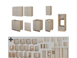 Mueble de cocina gris/beige/roble dorado 300x46x81.6 fame-line
