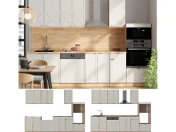 Mueble de cocina gris/beige/roble dorado 300x46x81.6 fame-line