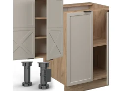 Mueble de cocina gris/beige/roble dorado 300x46x81.6 fame-line