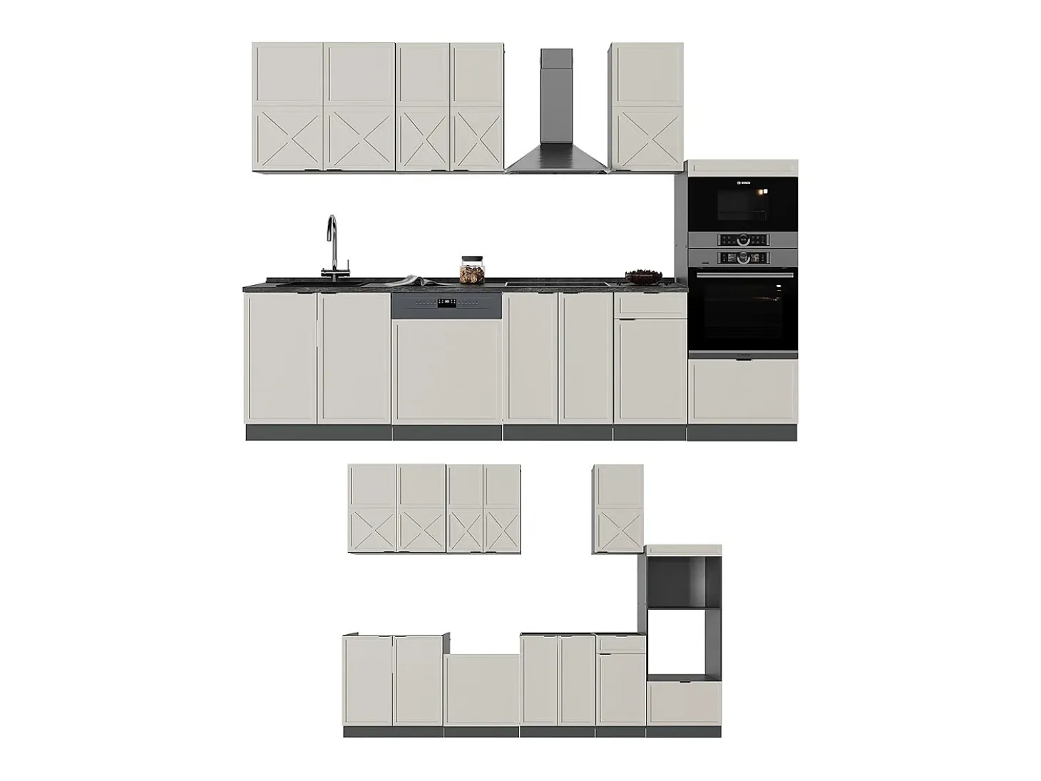 Mueble de cocina gris/beige/antracita 300x60x81.6 fame-line