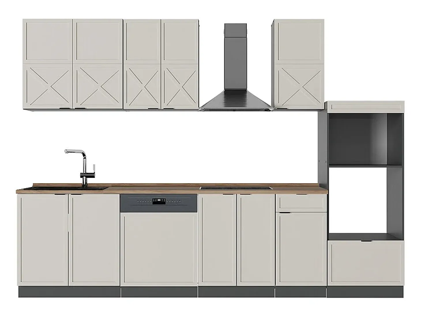 Mueble de cocina gris/beige/antracita 300x60x81.6 fame-line
