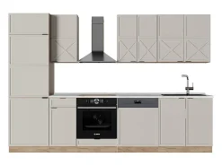 Mueble de cocina gris/beige/roble dorado 300x60x81.6 fame-line