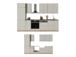 Mueble de cocina gris/beige/roble dorado 300x60x81.6 fame-line