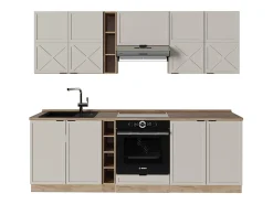 Mueble de cocina gris/beige/roble dorado 235x60x81.6 fame-line