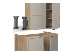 Mueble de cocina gris/beige/roble dorado 235x60x81.6 fame-line