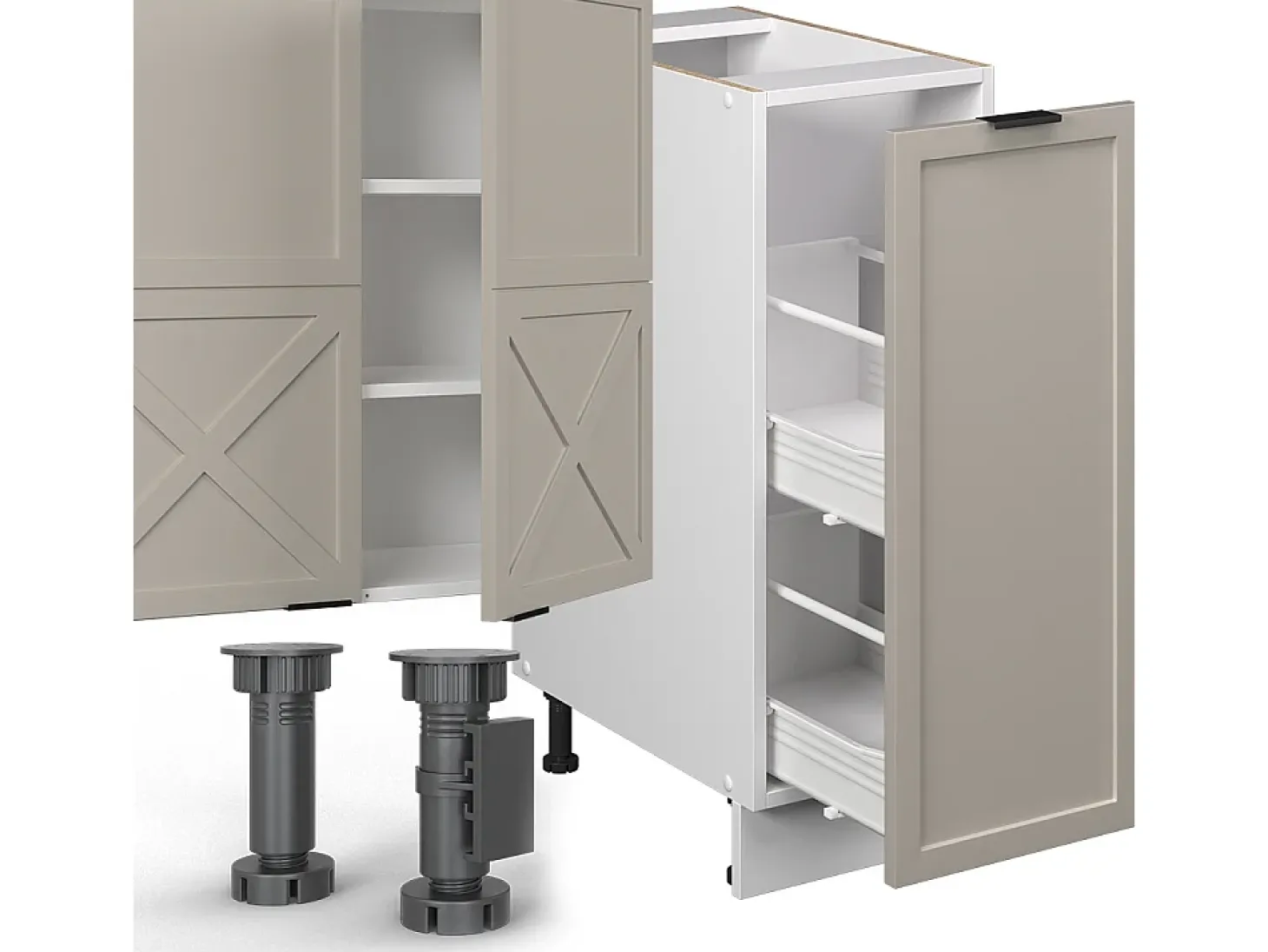 Mueble de cocina gris/beige/blanco 280x46x81.6 fame-line