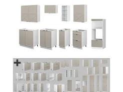 Mueble de cocina gris/beige/blanco 280x46x81.6 fame-line