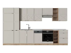 Mueble de cocina gris/beige/roble dorado 355x60x81.6 fame-line