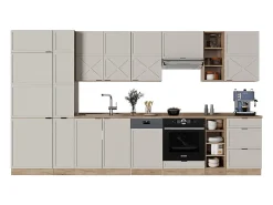 Mueble de cocina gris/beige/roble dorado 355x60x81.6 fame-line