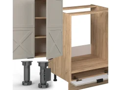 Mueble de cocina gris/beige/roble dorado 300x60x81.6 fame-line