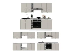 Mueble de cocina gris/beige/blanco 235x60x81.6 fame-line