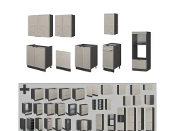 Mueble de cocina gris/beige/antracita 300x46x81.6 fame-line