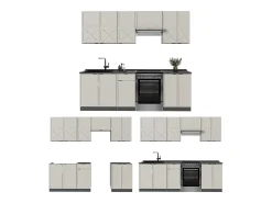 Mueble de cocina gris/beige/antracita 240x60x81.6 fame-line