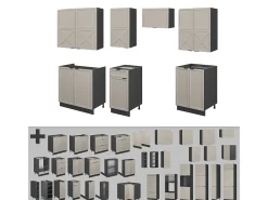 Mueble de cocina gris/beige/antracita 240x60x81.6 fame-line