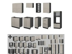 Mueble de cocina gris/beige/antracita 280x46x81.6 fame-line