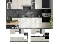 Mueble de cocina gris/beige/antracita 280x46x81.6 fame-line