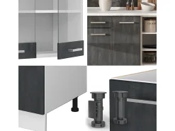 Mueble de cocina hormigón negro/blanco 240x60x81.6 r-line