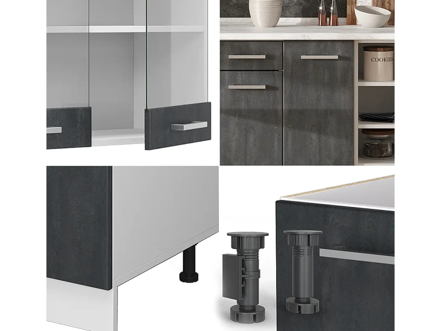 Mueble de cocina hormigón negro/blanco 240x60x81.6 r-line