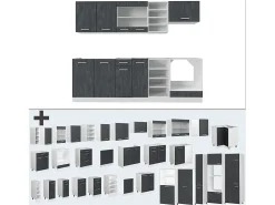 Mueble de cocina hormigón negro/blanco 240x60x81.6 r-line
