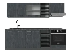 Mueble de cocina hormigón negro/antracita 240x46x81.6 r-line