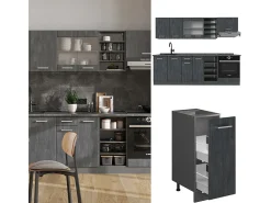 Mueble de cocina hormigón negro/antracita 240x46x81.6 r-line