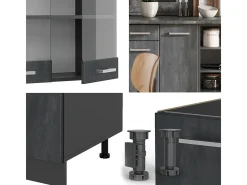 Mueble de cocina hormigón negro/antracita 240x60x81.6 r-line
