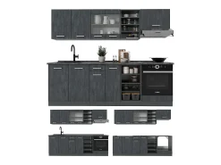 Mueble de cocina hormigón negro/antracita 240x60x81.6 r-line