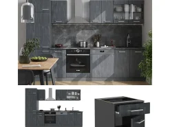 Mueble de cocina hormigón negro/antracita 300x60x81.6 r-line