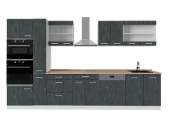 Mueble de cocina hormigón negro/blanco 350x60x81.6 r-line